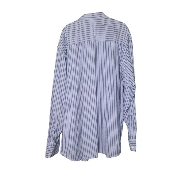 Robert Graham Blue & White Striped Button Down Long Sleeve Dress Shirt 3XLT - Picture 4 of 13